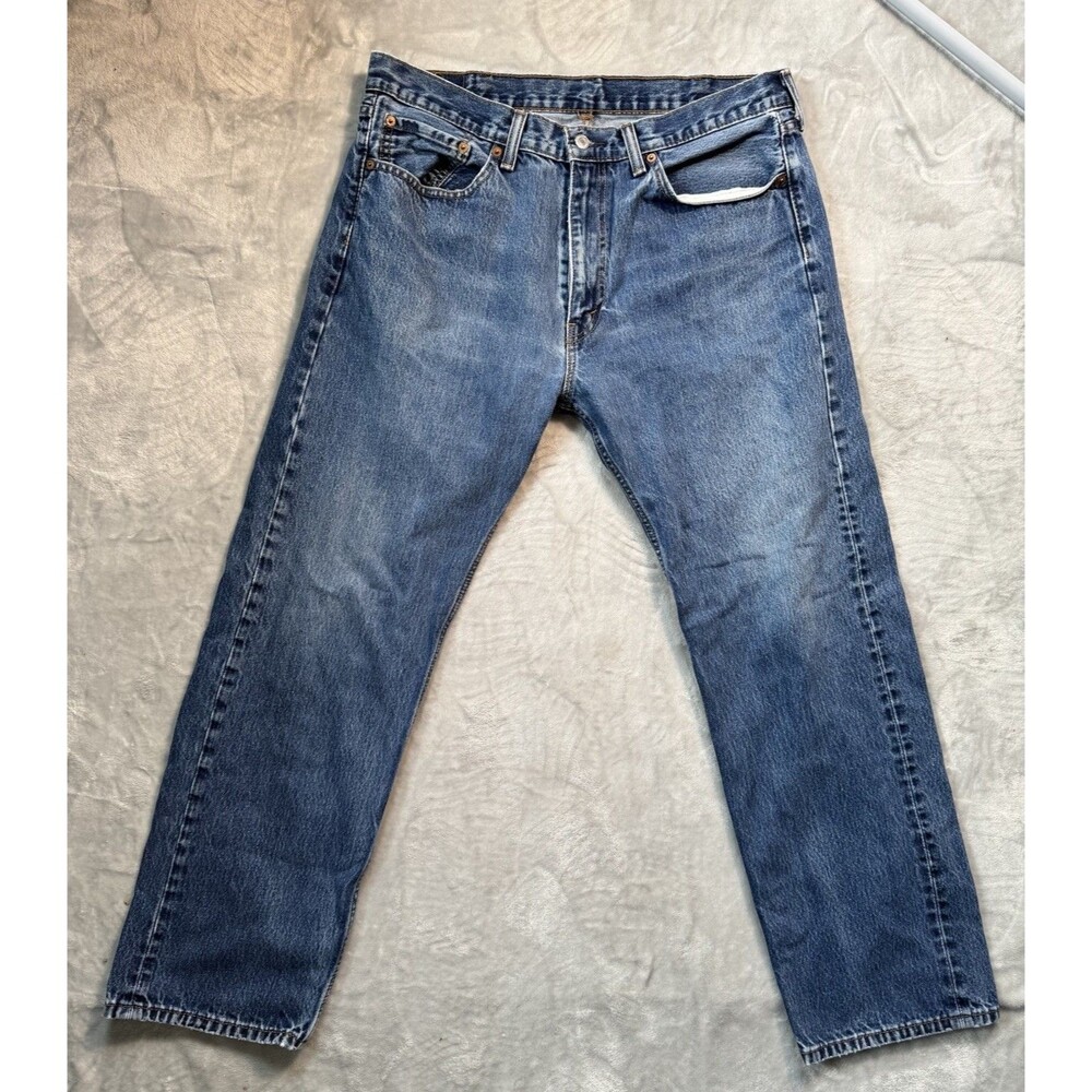 Levis 505 Jeans Mens 38x32 Blue Denim Straight Leg Classic Fit Medium Wash Pants